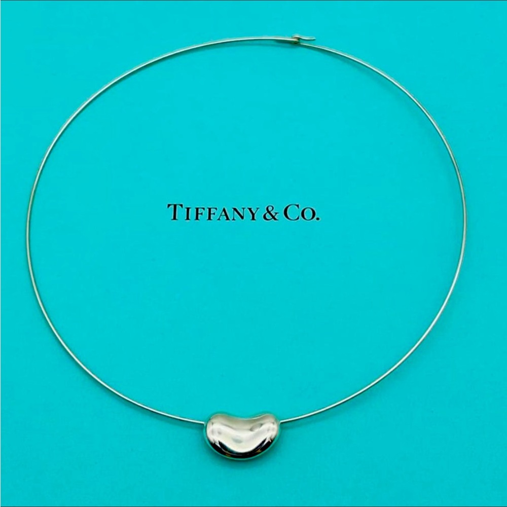 TIFFANY & CO. ELSA PERETTI Estate Sterling Bean Hoop Necklace